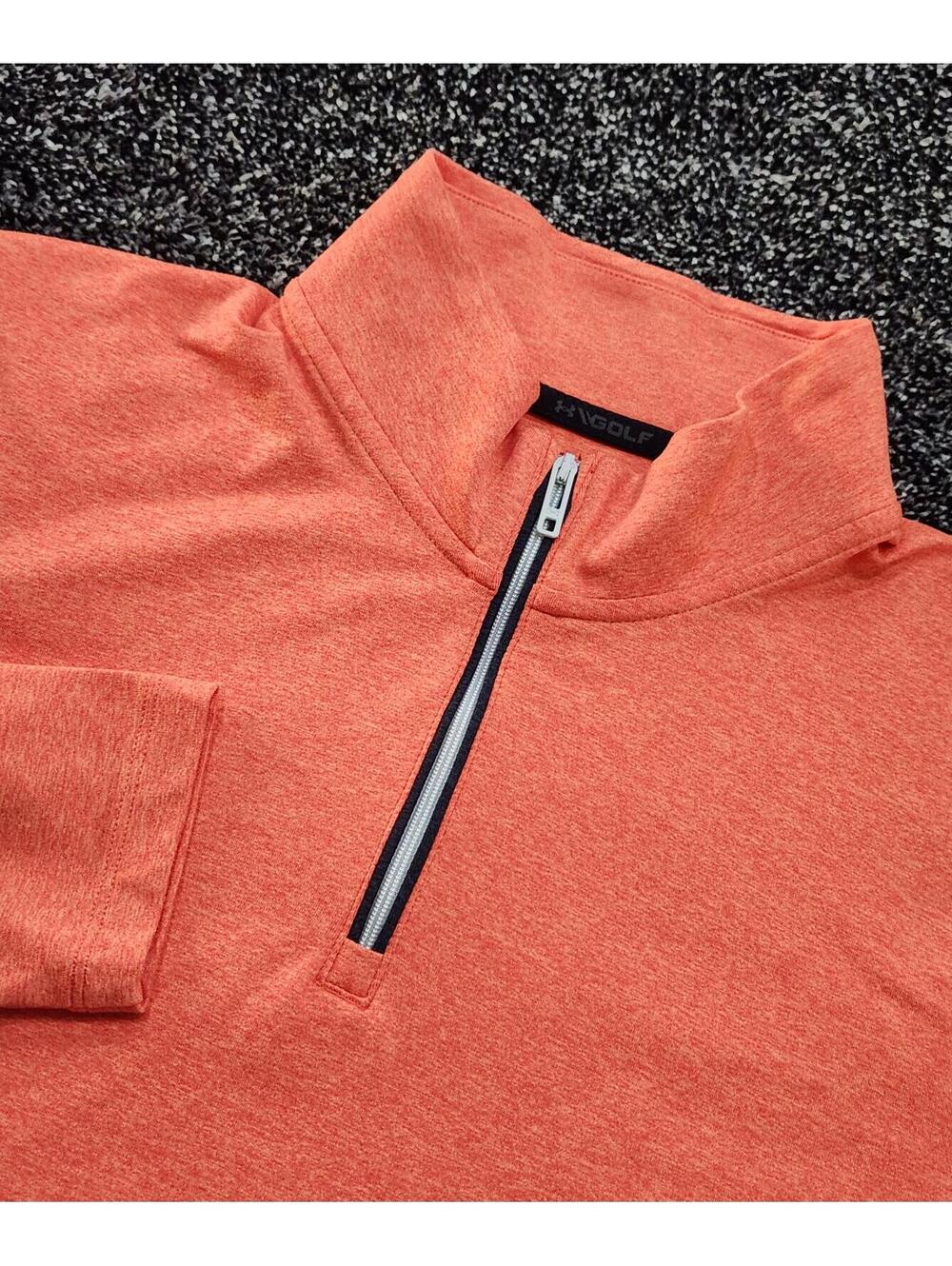 Under Armour Golf 1/4 Zip L/S Pullover Lightweight Coral Orange Size Medium